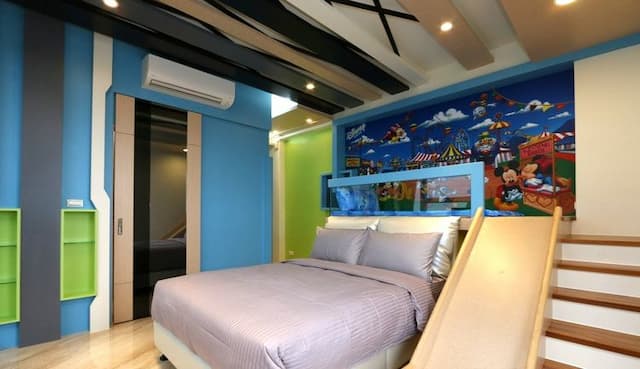 麗筑藝術親子民宿 | 公主馬車兒童床、溜滑梯-歡樂米奇親子房-2