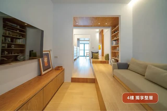 4樓獨享整層｜沙發與電視休憩區，搭配NETFLIX串流服務，享受專屬片單的自在時光。