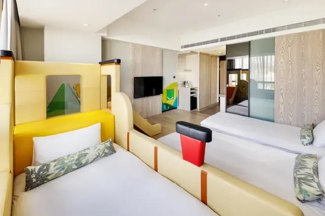 新悦花園酒店｜親子主題、寵物友善-【2026 春節專案】日式童趣房A (二單床墊+一造型滑梯兒童床)-3