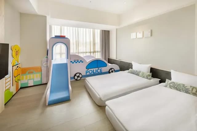 新悦花園酒店｜親子主題、寵物友善-【2026】日式童趣房A (二單床墊+一造型滑梯兒童床)-6