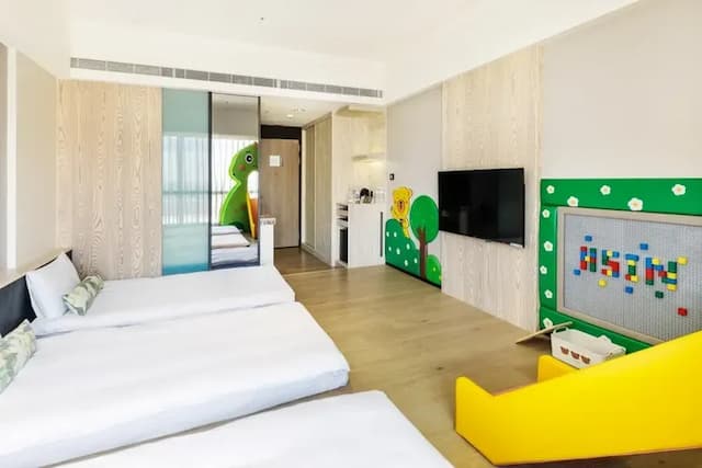 新悦花園酒店｜親子主題、寵物友善-【2026】日式童趣房B (三單床墊)+溜滑梯-2