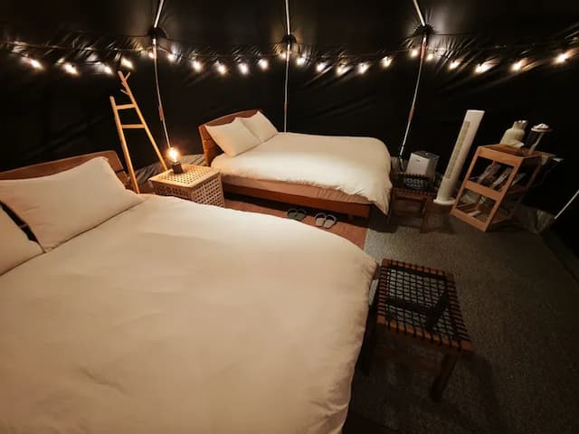 原木床架、舒適層獨立筒床雙人床墊