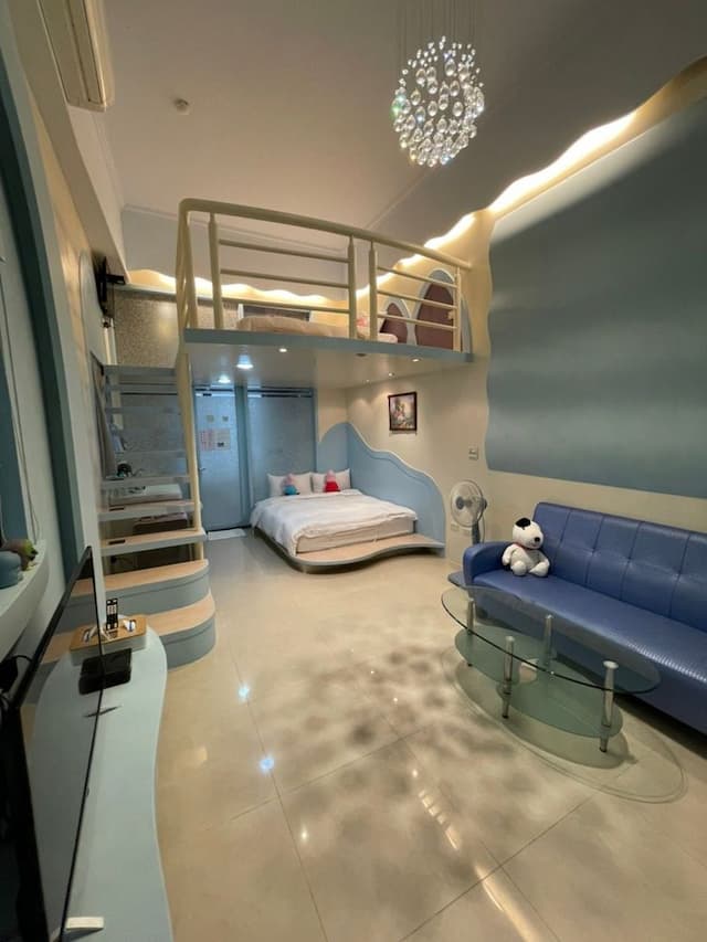 泉嘉親子溫泉會館 l 多種卡通主題房-樓中樓四人房-5