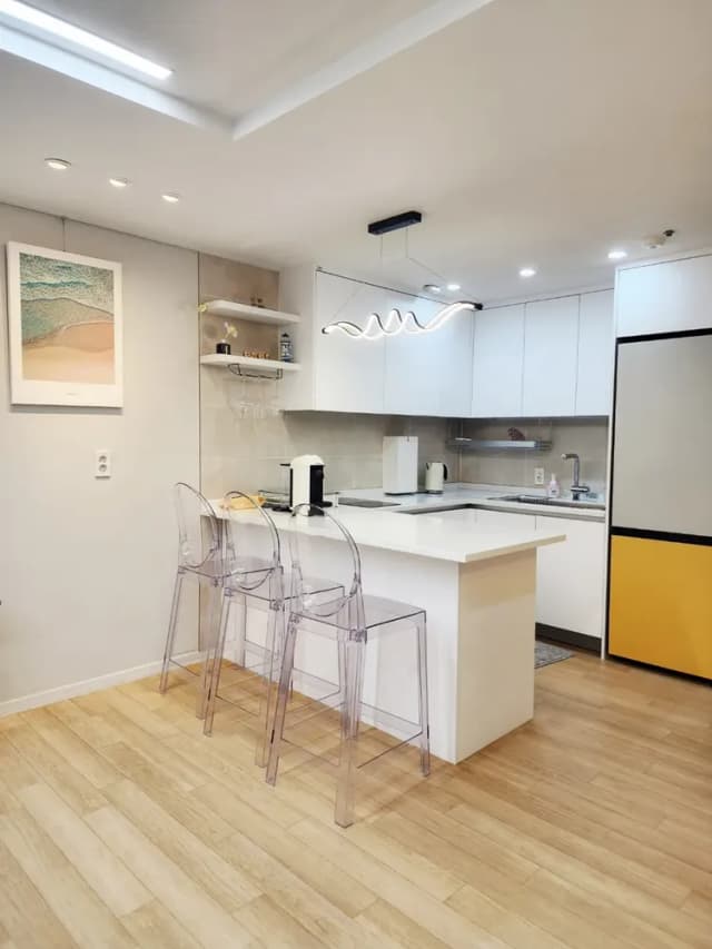 a clean kitchen and stylish interior