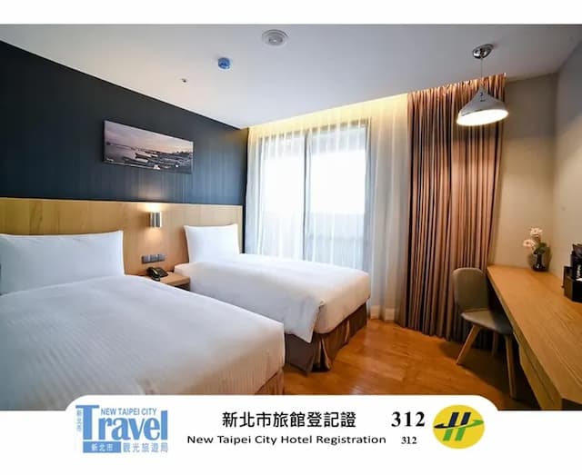 新北驛德世紀酒店 l 四星級、有窗房-標準雙人房 (兩小床)-2