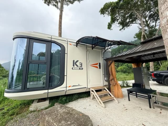 尖石森夜藏星免搭帳露營區｜全新上架！景觀露營車、獨立衛浴、雲海星空秘境-太空艙 C-5