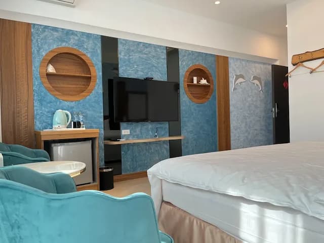 恆春古城旁民宿｜風海山會館-501跳躍海豚雙人房（小雙人房小陽台）-5