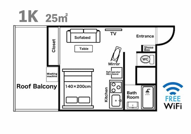 무료 와이파이! 데가차야역 초근접 교통편리 공항까지 다이렉트★-Clean!4min Namba,Near KIX,free WIFI-8