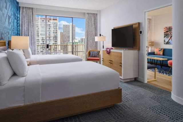 OUTRIGGER Waikiki Paradise Hotel-Suite, 1 Bedroom, Partial Ocean View (2 Double Beds)-1