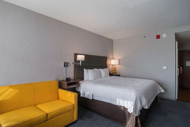 Hampton Inn Chicago North-Loyola Station-客房, 1 张特大床和 1 张沙发床, 无烟房, 冰箱-1