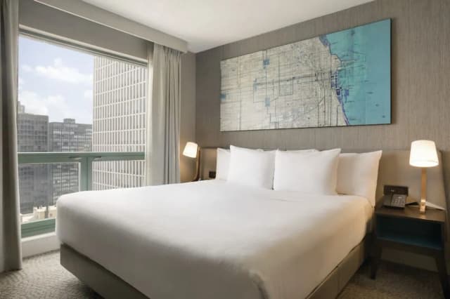Hilton Chicago/Magnificent Mile Suites-高级套房, 1 张特大床, 湖景-5