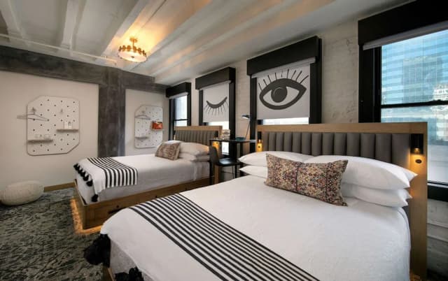 The Wayfarer Downtown LA, Tapestry Collection by Hilton-Studio, 2 Queen Beds, Accessible (Mobility, Roll-In Shower)-1