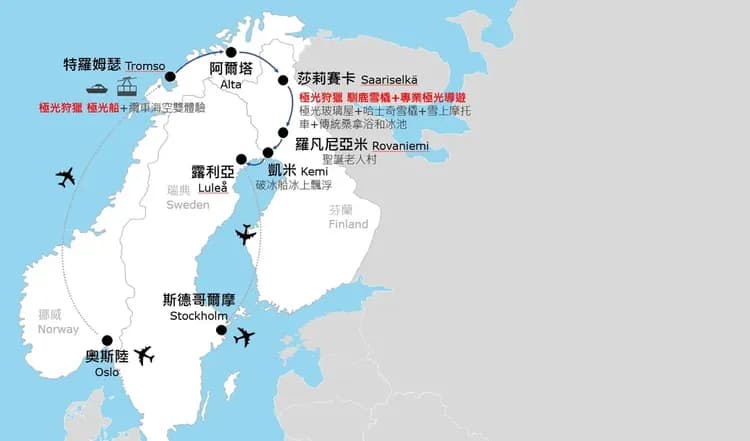 芬蘭,瑞典,挪威,北歐三國,極光,破冰船