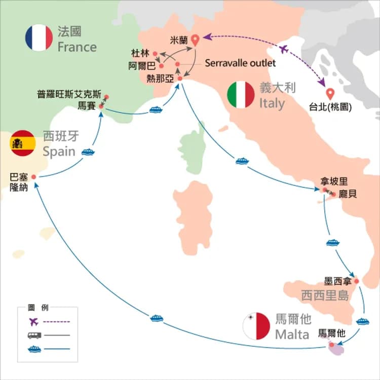 地圖僅提供路線示意參考,並未依照比例繪製,請見諒。-