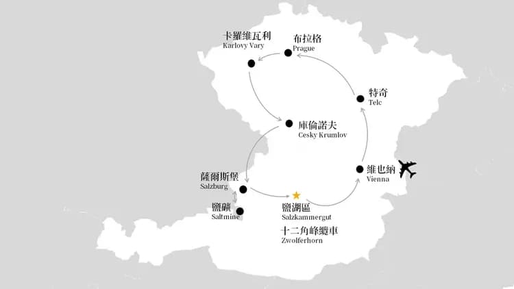 奧捷旅遊, 奧地利, 捷克, 旅遊地圖