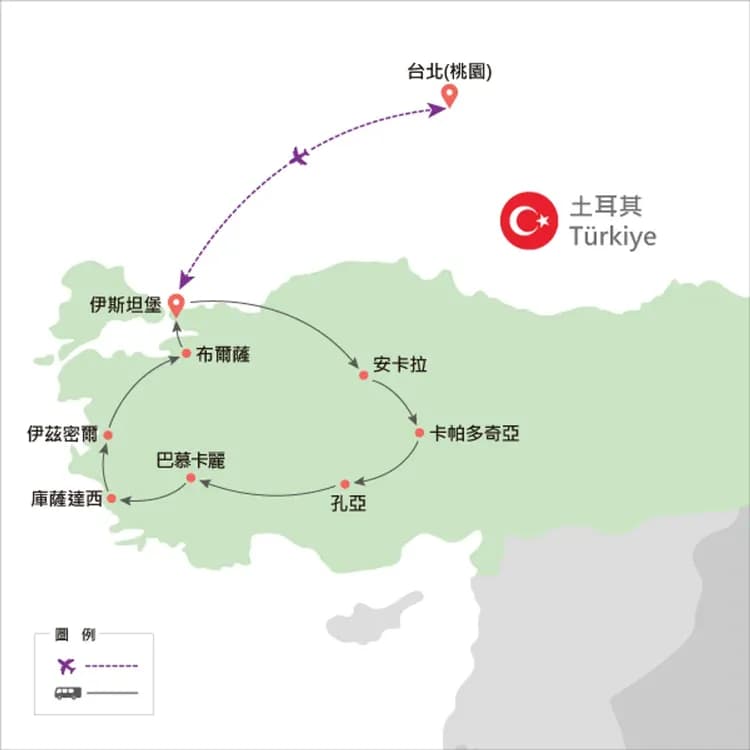 地圖僅提供路線示意參考,並未依照比例繪製,請見諒。-