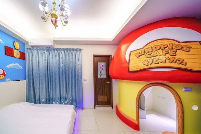 金朵民宿 | 房內溜滑梯、球池-瑪麗兄弟四人房-6