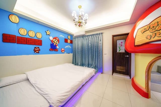 金朵民宿 | 房內溜滑梯、球池-瑪麗兄弟四人房-1