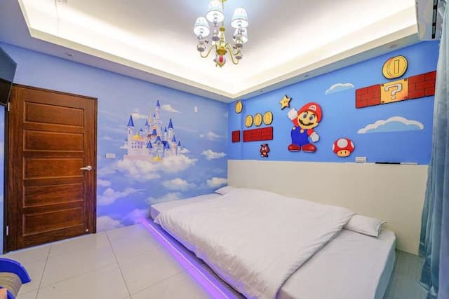 金朵民宿 | 房內溜滑梯、球池-瑪麗兄弟四人房-4