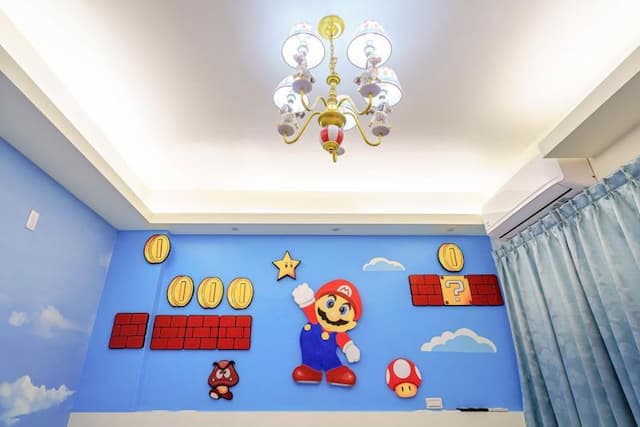 金朵民宿 | 房內溜滑梯、球池-瑪麗兄弟四人房-3