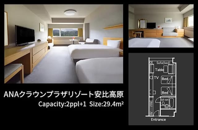 ANA全日空皇冠渡假飯店 安比高原|機場接駁 (需預約)/近安比高原滑雪場-標準加大雙床房【不挑房】-1
