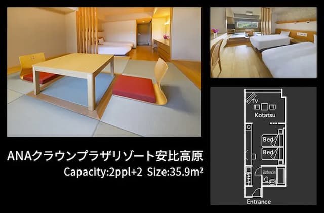 ANA全日空皇冠渡假飯店 安比高原|機場接駁 (需預約)/近安比高原滑雪場-和室雙床房【不挑房】-1
