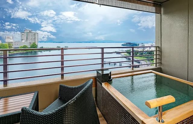 雄琴溫泉 琵琶湖綠水亭飯店|雄琴溫泉車站接駁服務/大浴場/部分房型有附露天風呂-〈びわの風〉雙床和洋室|湖景、露天風呂【不挑房】-6