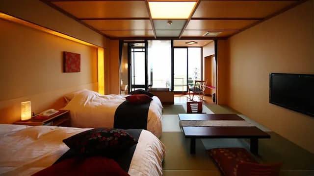 雄琴溫泉 琵琶湖綠水亭飯店|雄琴溫泉車站接駁服務/大浴場/部分房型有附露天風呂-〈優雅〉日式雙床房|湖景、展望半露天風呂【不挑房】-7