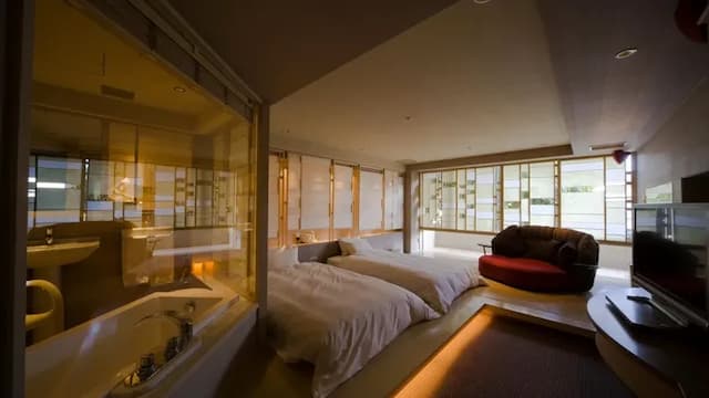 雄琴溫泉 湯元館溫泉飯店|雄琴溫泉站接駁服務/大浴場/雄琴溫泉觀光公園徒步2分-治癒房〈白樂〉|雙床+客廳 【不挑房】-2