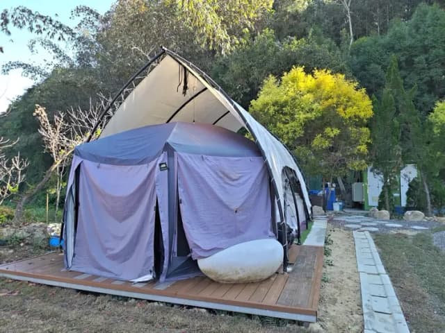 森星林驛站 | 地理位置絕佳、露營車內看星空-【懶人露營】帆船帳 II|12M*5M-3