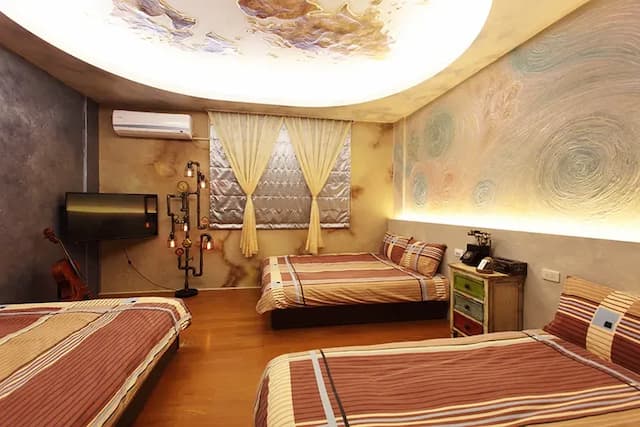 3D Sunflower Embossed B&B-Deluxe relief 3D/relief six-person room-7