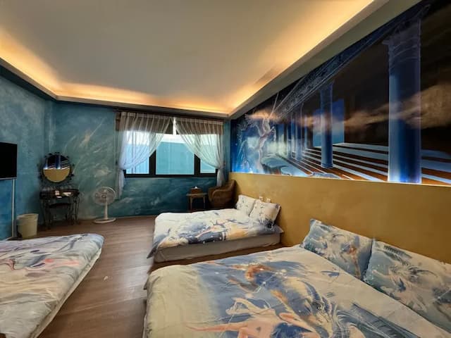 3D Sunflower Embossed B&B-Deluxe relief 3D/relief six-person room-8