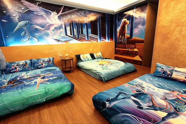 3D Sunflower Embossed B&B-Deluxe relief 3D/relief six-person room-12