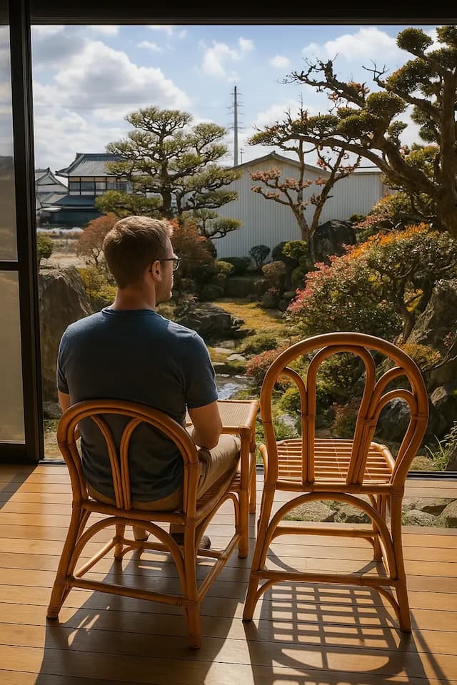 鳥のさえずりと澄んだ空気、庭で味わうお茶。心地よい朝の始まりを。
