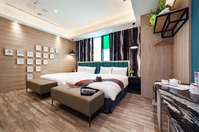 挪威森林文創館|超大溜滑梯、孩童滑步車道-文創溫馨家庭房(18:00後可入住)-1